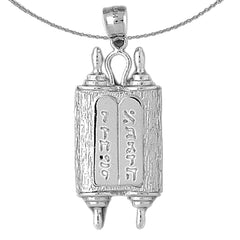 10K, 14K or 18K Gold Jewish Torah Scroll with Commandments Pendant