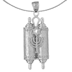 10K, 14K or 18K Gold Torah Scroll with Star & Menorah Pendant