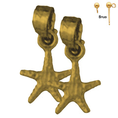 Sterling Silver 16mm Starfish Earrings (White or Yellow Gold Plated)