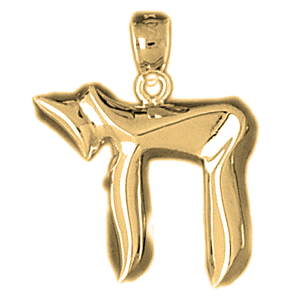 10K, 14K or 18K Gold Polished Jewish Chai Pendant