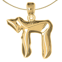 10K, 14K or 18K Gold Polished Jewish Chai Pendant