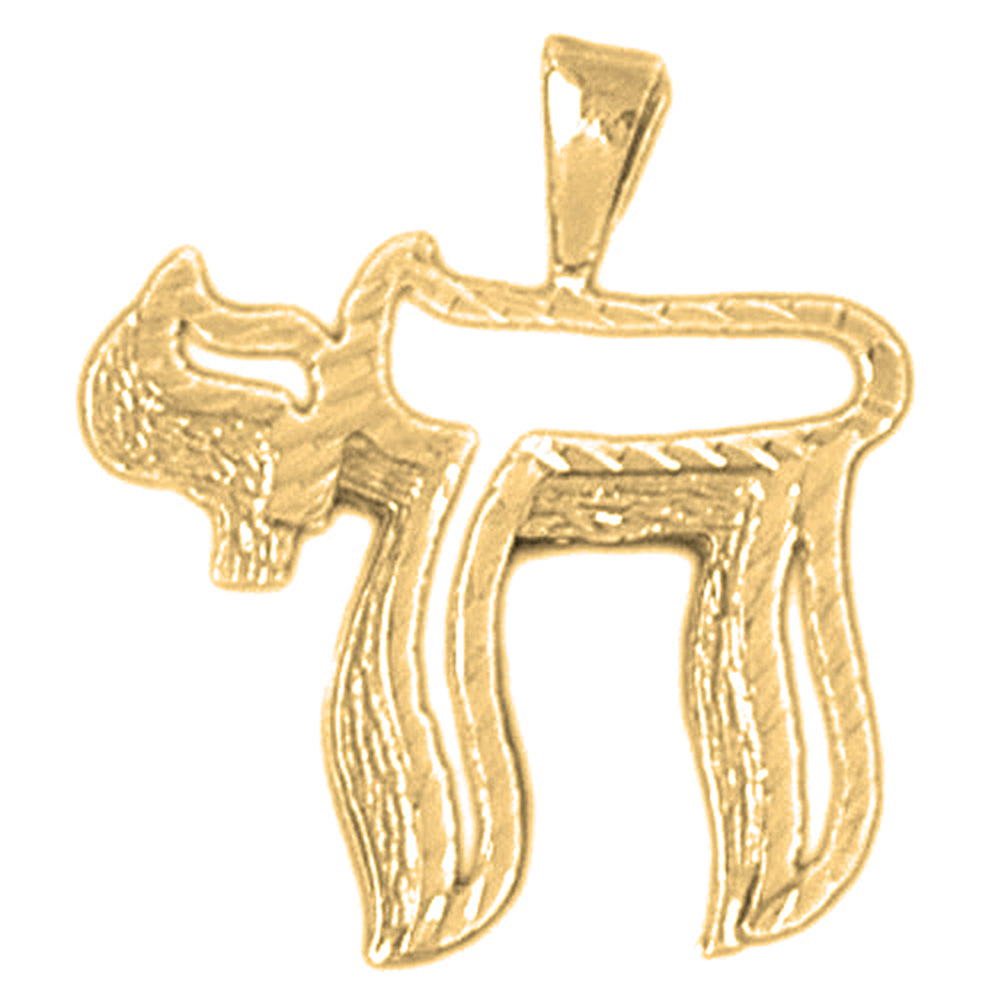 10K, 14K or 18K Gold Jewish Chai Pendant