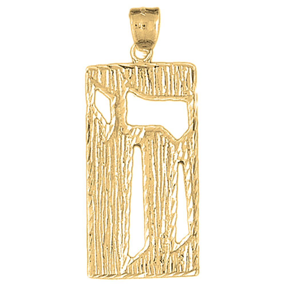 10K, 14K or 18K Gold Jewish Chai Pendant