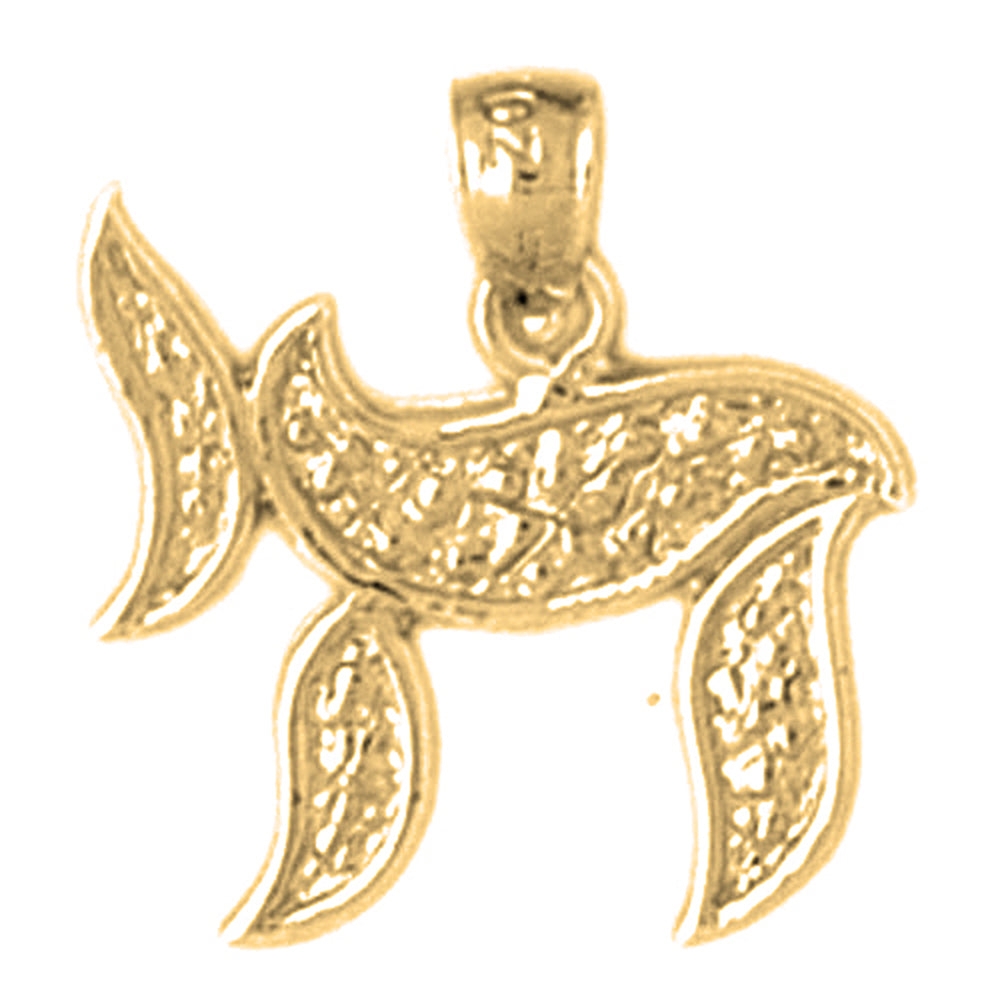 14K or 18K Gold Jewish Chai Pendant