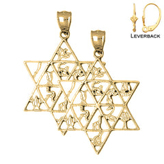 Sterling Silver 45mm Star of David Earrings (White or Yellow Gold Plated)