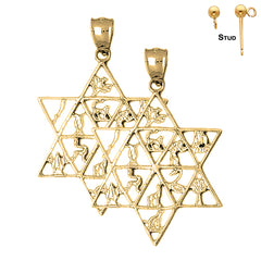 Sterling Silver 45mm Star of David Earrings (White or Yellow Gold Plated)