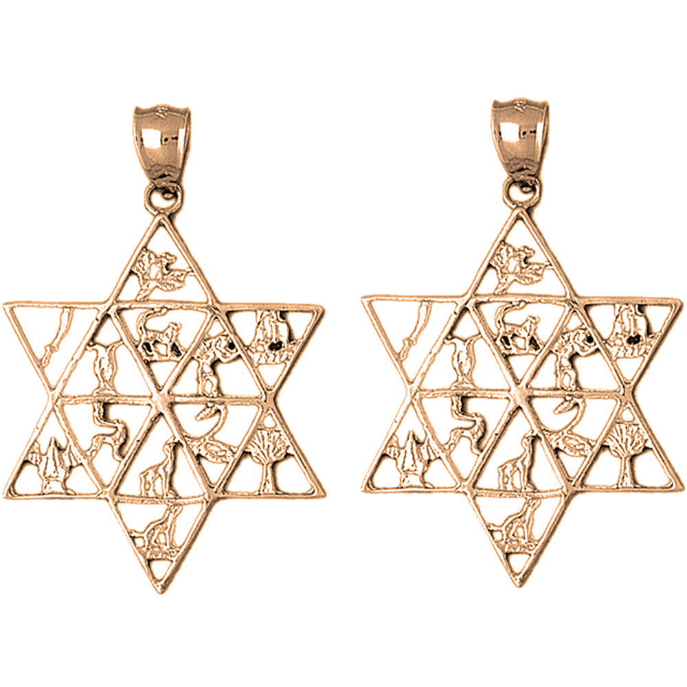 14K or 18K Gold 45mm Star of David Earrings