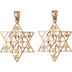 14K or 18K Gold 45mm Star of David Earrings