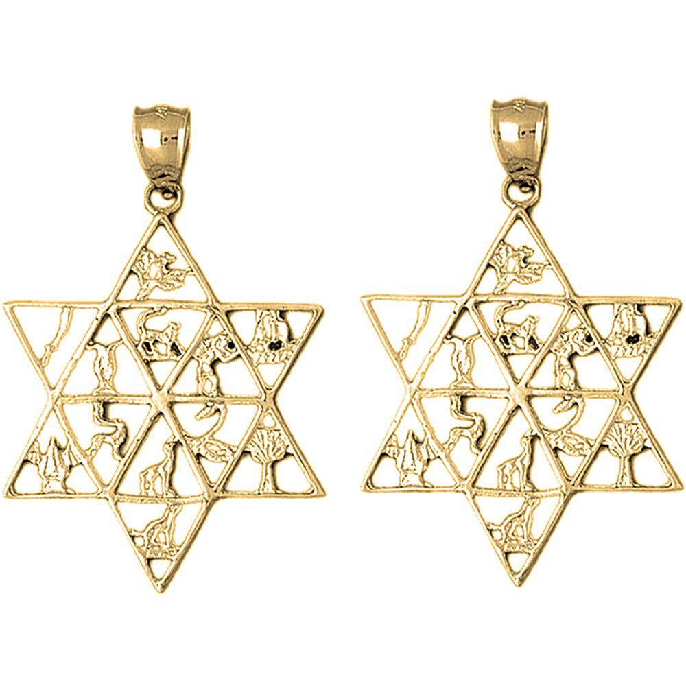 14K or 18K Gold 45mm Star of David Earrings