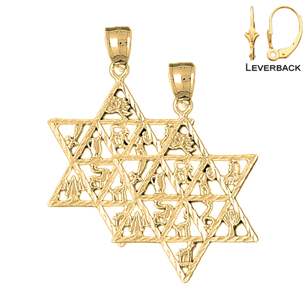 14K or 18K Gold Star of David Earrings