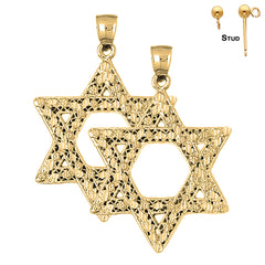 Sterling Silver 50mm Star of David Earrings (White or Yellow Gold Plated)