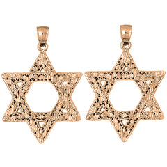 14K or 18K Gold 50mm Star of David Earrings