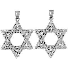 Sterling Silver 50mm Star of David Earrings