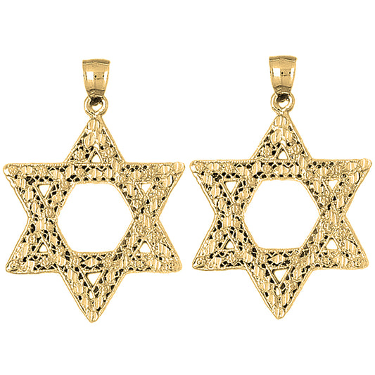 Yellow Gold-plated Silver 50mm Star of David Earrings
