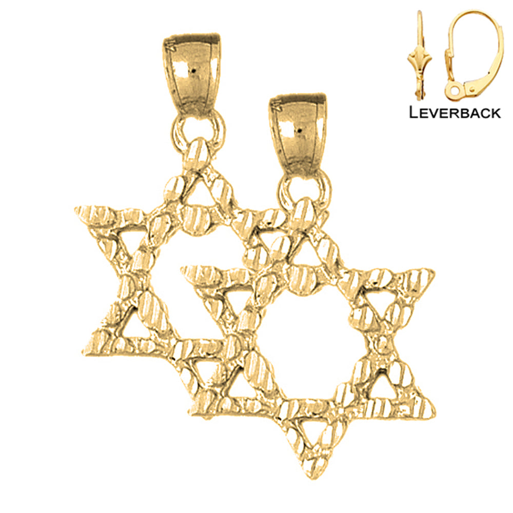 14K or 18K Gold Star of David Earrings