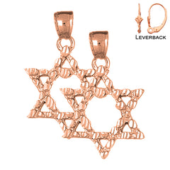 14K or 18K Gold Star of David Earrings