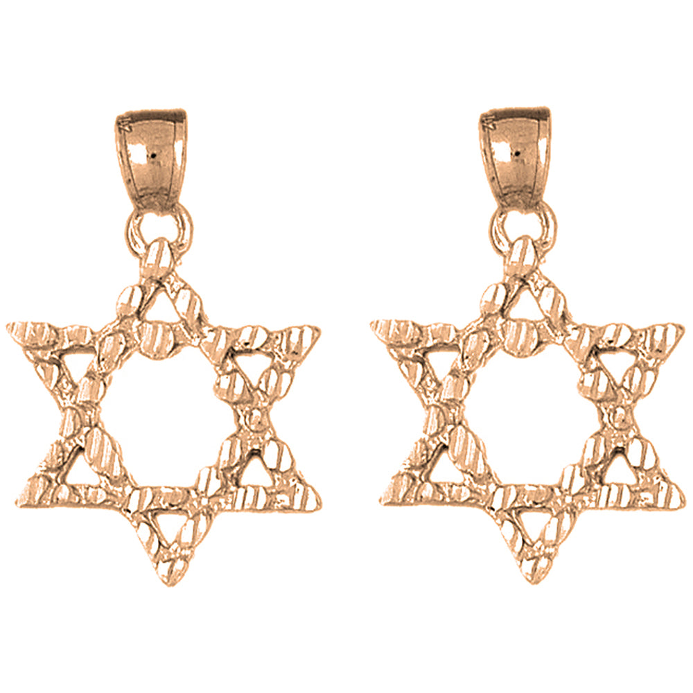 14K or 18K Gold 34mm Star of David Earrings