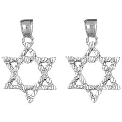 Sterling Silver 34mm Star of David Earrings