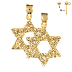 Sterling Silver 29mm Star of David Earrings (White or Yellow Gold Plated)