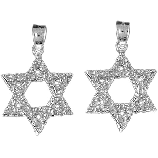 Sterling Silver 29mm Star of David Earrings