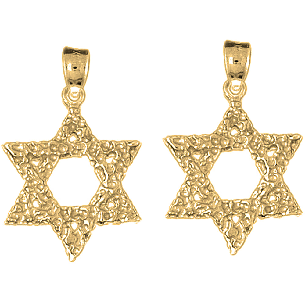 Yellow Gold-plated Silver 29mm Star of David Earrings