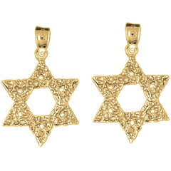 Yellow Gold-plated Silver 29mm Star of David Earrings