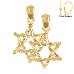 Sterling Silver 25mm Star of David Earrings (White or Yellow Gold Plated)