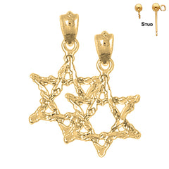 Sterling Silver 25mm Star of David Earrings (White or Yellow Gold Plated)