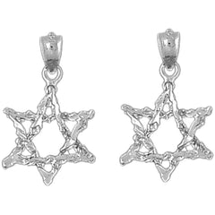 Sterling Silver 25mm Star of David Earrings