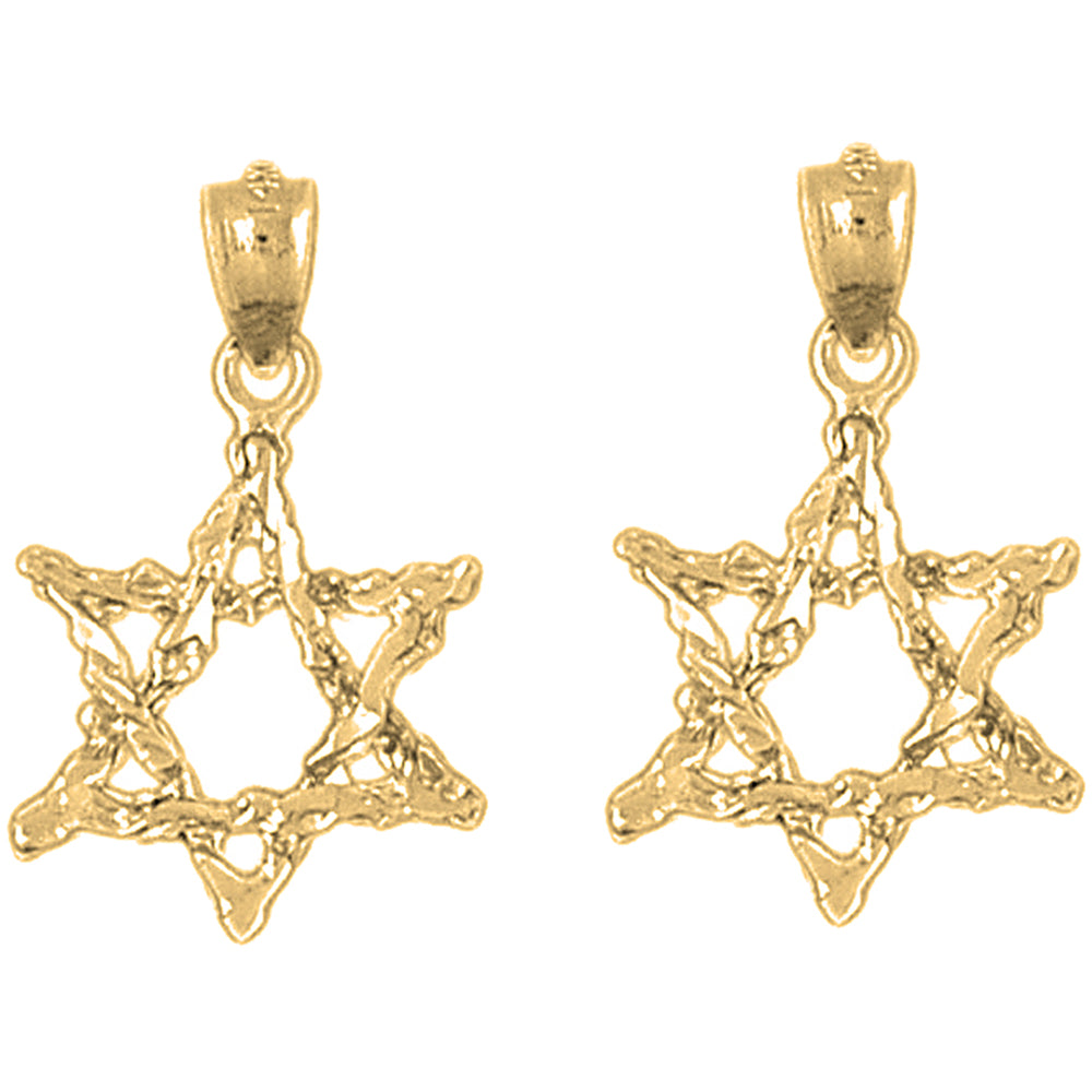 Yellow Gold-plated Silver 25mm Star of David Earrings