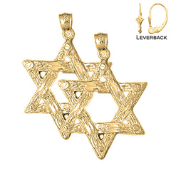 Sterling Silver 36mm Star of David Earrings (White or Yellow Gold Plated)