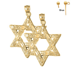 Sterling Silver 36mm Star of David Earrings (White or Yellow Gold Plated)