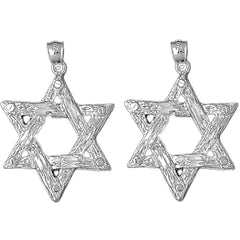 Sterling Silver 36mm Star of David Earrings