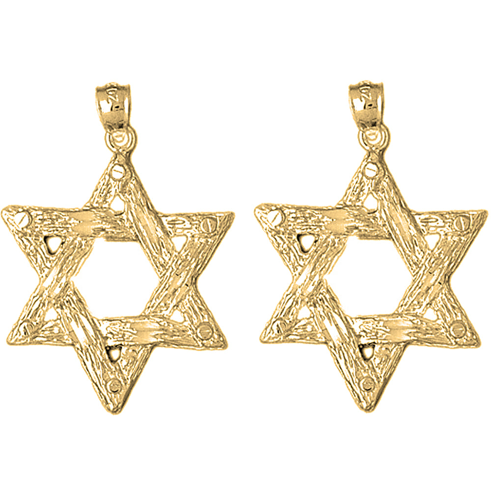 14K or 18K Gold 36mm Star of David Earrings