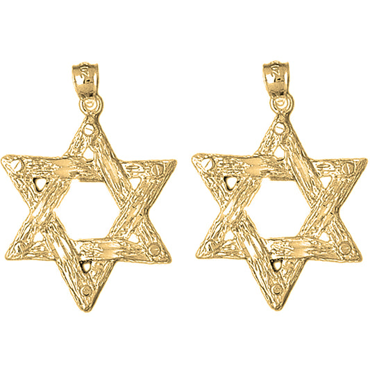 Yellow Gold-plated Silver 36mm Star of David Earrings