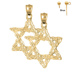 Sterling Silver 41mm Star of David Earrings (White or Yellow Gold Plated)