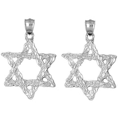 Sterling Silver 41mm Star of David Earrings