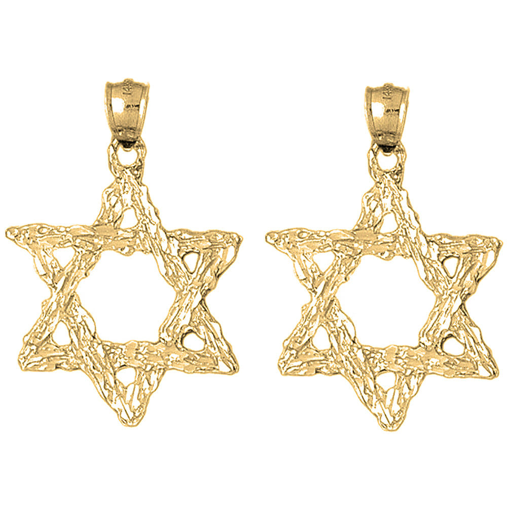 Yellow Gold-plated Silver 41mm Star of David Earrings