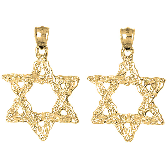 Yellow Gold-plated Silver 41mm Star of David Earrings