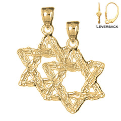 Sterling Silver 31mm Star of David Earrings (White or Yellow Gold Plated)