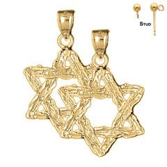Sterling Silver 31mm Star of David Earrings (White or Yellow Gold Plated)