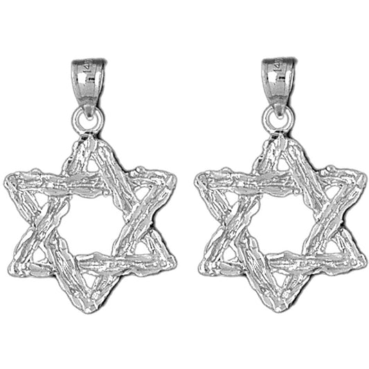 Sterling Silver 31mm Star of David Earrings