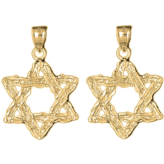 Yellow Gold-plated Silver 31mm Star of David Earrings