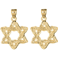 Yellow Gold-plated Silver 31mm Star of David Earrings