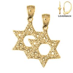 Sterling Silver 24mm Star of David Earrings (White or Yellow Gold Plated)