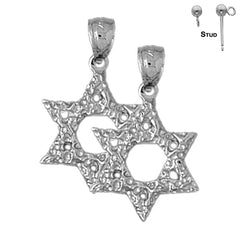 Sterling Silver 24mm Star of David Earrings (White or Yellow Gold Plated)