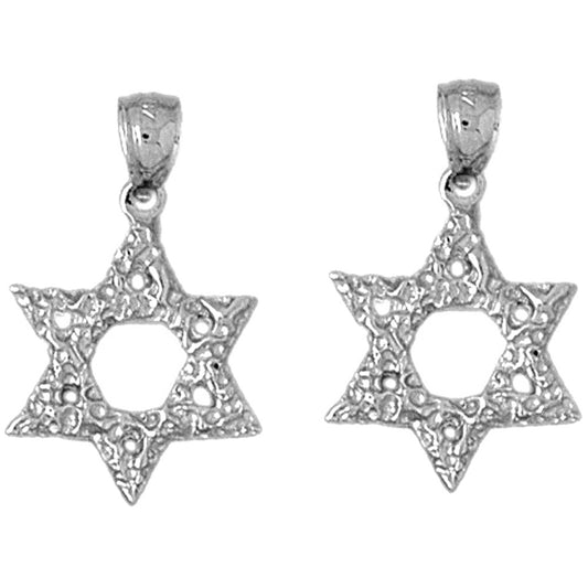 Sterling Silver 24mm Star of David Earrings