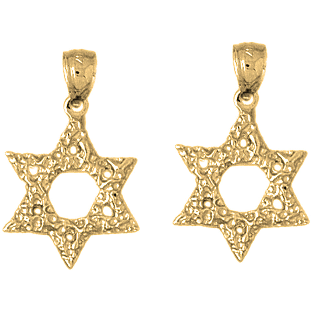 Yellow Gold-plated Silver 24mm Star of David Earrings