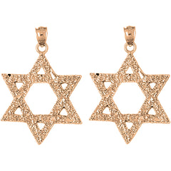 14K or 18K Gold 37mm Star of David Earrings