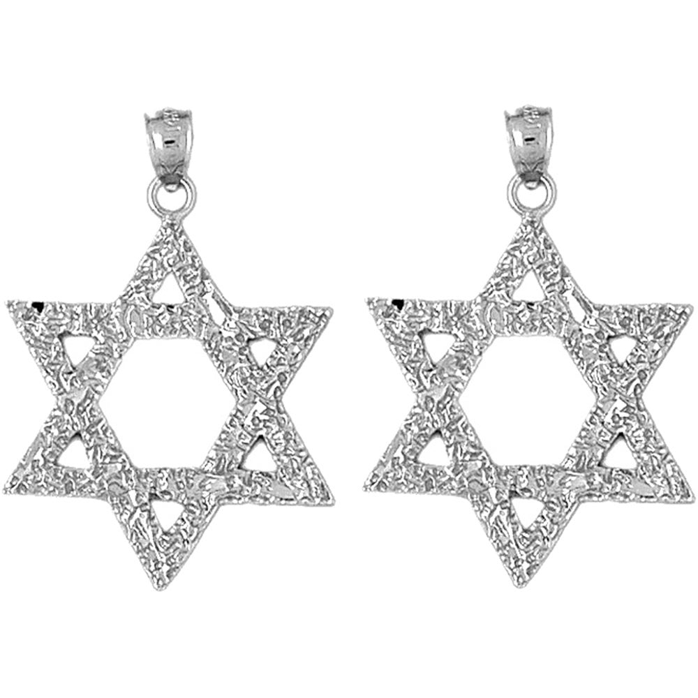 Sterling Silver 37mm Star of David Earrings